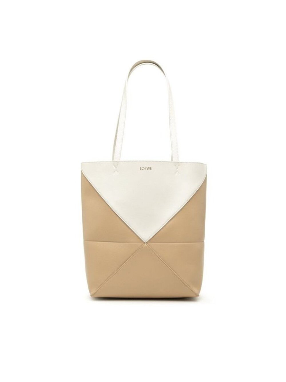 Loewe Puzzle Fold Medium Tote Beige Ivory Leather